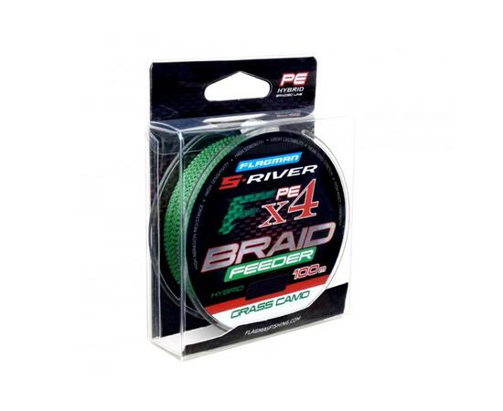 Шнур FLAGMAN S-River Braid PE Hybrid F4 Feeder 100м Grass Camo 0.18мм 11.6кг, Цвет: Grass Camo, Диаметр лески: 0.18 мм, Размотка: 100 м, фото , изображение 2