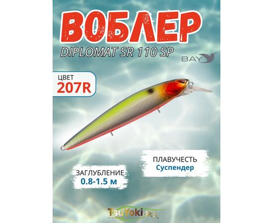 Воблер TsuYoki DIPLOMAT SR 110 SP 207R, Цвет: 207R, Вес воблера (г): 19, Длина воблера (мм): 110, фото 