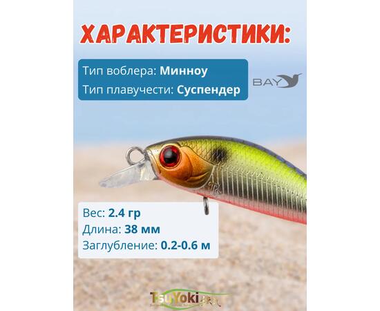 Воблер TsuYoki QUARK 38SP 207R, Цвет: 207R, Вес воблера (г): 3, Длина воблера (мм): 38, фото , изображение 2