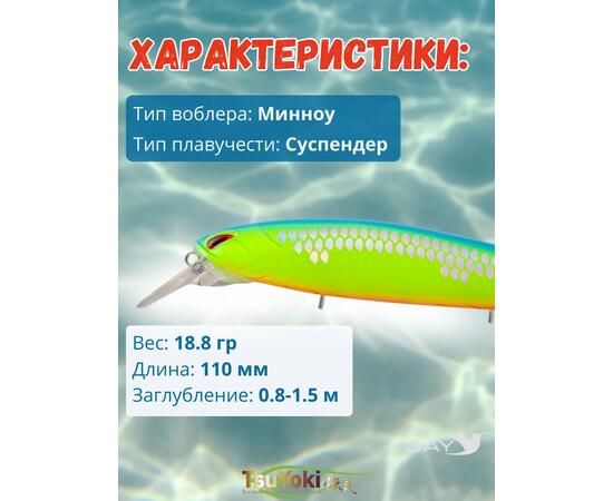 Воблер TsuYoki DIPLOMAT SR 110 SP 259, Цвет: 259, Вес воблера (г): 19, Длина воблера (мм): 110, фото , изображение 2