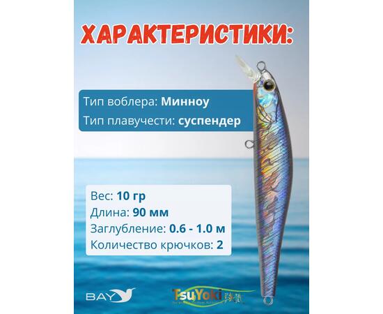 Воблер TsuYoki RIVAL SR 90SP HU, Цвет: HU, Вес воблера (г): 10, Длина воблера (мм): 90, Тип воблера: Минноу, Тип плавучести воблера: суспендер, Штрихкод: 4627166010160, Количество крючков: 2, фото , изображение 2