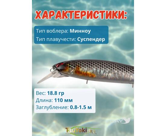 Воблер TsuYoki DIPLOMAT SR 110 SP 264N, Цвет: 264N, Вес воблера (г): 19, Длина воблера (мм): 110, фото , изображение 2