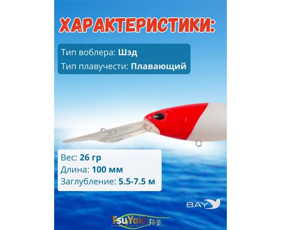 Воблер TsuYoki DEEP GAZ 100F 443, Цвет: 443, Вес воблера (г): 26, Длина воблера (мм): 100, фото , изображение 2