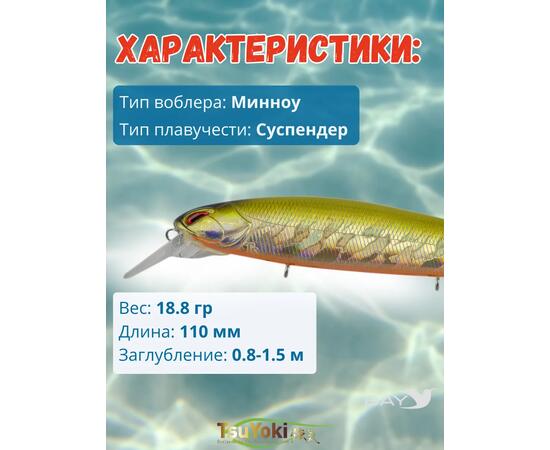 Воблер TsuYoki DIPLOMAT SR 110 SP 435R, Цвет: 435R, Вес воблера (г): 19, Длина воблера (мм): 110, фото , изображение 2