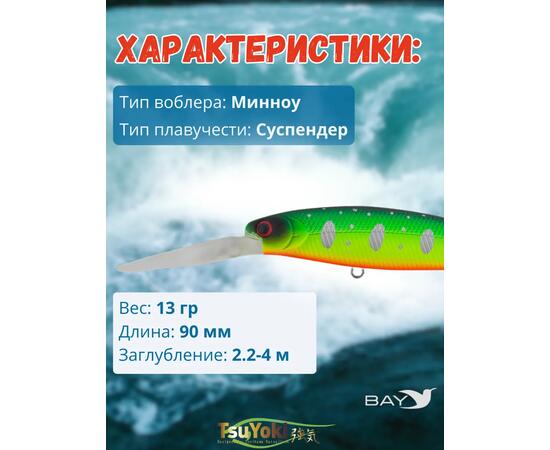 Воблер TsuYoki HIRU 90SP 013S, Цвет: 013S, Вес воблера (г): 13, Длина воблера (мм): 90, фото , изображение 2