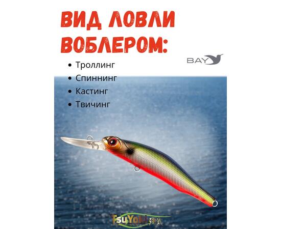 Воблер TsuYoki WATSON DR 80SP 207R, Цвет: 207R, Вес воблера (г): 11, Длина воблера (мм): 80, Тип воблера: Минноу, Тип плавучести воблера: суспендер, Штрихкод: 4627152671610, Количество крючков: 2, фото , изображение 3