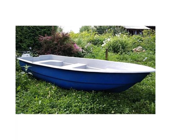 Стеклопластиковая лодка Стелс 315 с рундуком серо/синяя, фото , изображение 2