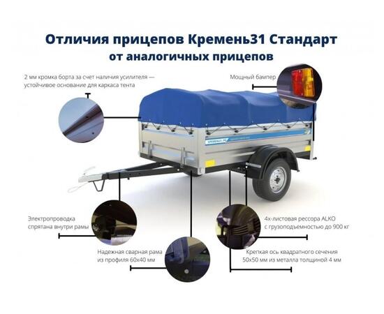 Автомобильный прицеп Кремень Стандарт 2,5 х 1,3 х 0,5, фото , изображение 9
