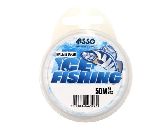 Леска монофильная зимняя ASSO ICE FISHING 50м 0,102мм прозр., Разрывная нагрузка: 0,9 кг, Диаметр лески: 0,102, Размотка: 50 м, фото 