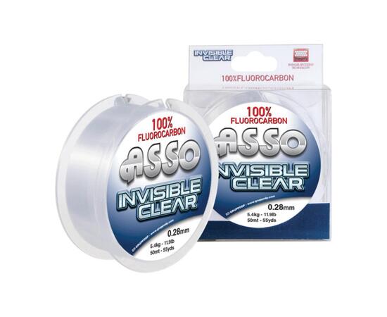 Поводочный материал ASSO INVISIBLE CLEAR 100% FLUOROCARBON 50м 0,40мм прозр., Разрывная нагрузка: 10,8 кг, Диаметр лески: 0,4, Размотка: 50 м, фото 