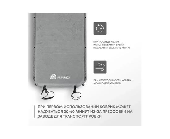 Коврик туристический RSP Velour 75, серый, фото , изображение 7