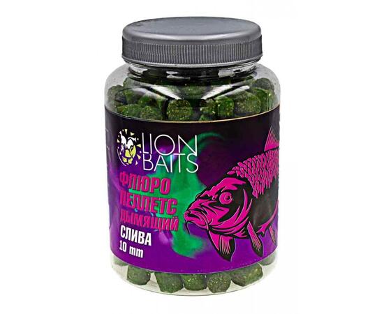 Lion Baits Пеллетс флюро дымящий "Слива" 10мм - 300гр (банка), Вкус: слива, фото 