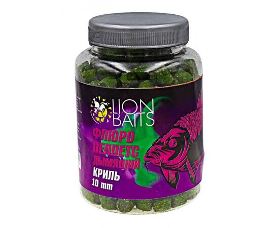 Lion Baits Пеллетс флюро дымящий "Криль" 10мм - 300гр (банка), Вкус: Криль, фото 