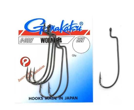 Крючки GAMAKATSU WORM 34 /0 (SPR) (BLACK) size 005, 5st, фото 