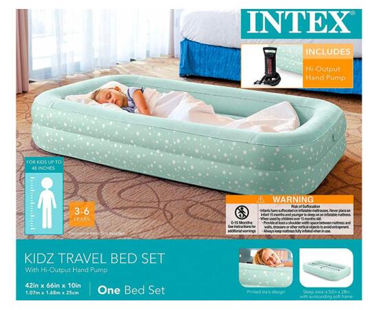 Кровать детская intex travel 2-in-1 107х168х25 см + насос Intex 66810, фото , изображение 5
