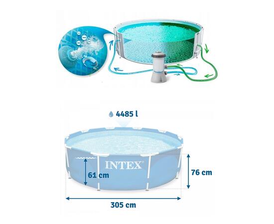 Каркасный бассейн Intex 305 x 76см с фильтр-насосом 1250 л/ч, Intex 28202, фото , изображение 8