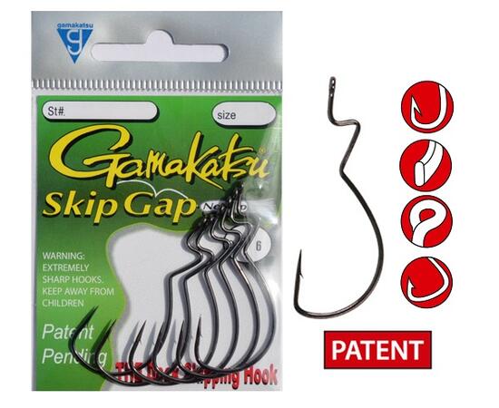 Крючки GAMAKATSU SKIP GAPE MINOR /0 size 002, 6st, Размер: 2, фото 