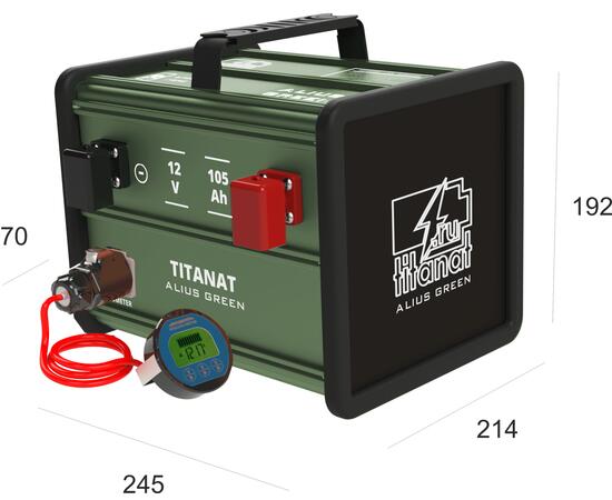 Аккумулятор литиевый Titanat 12V 105Ah LiFePO4 ALIUS GREEN, фото , изображение 2