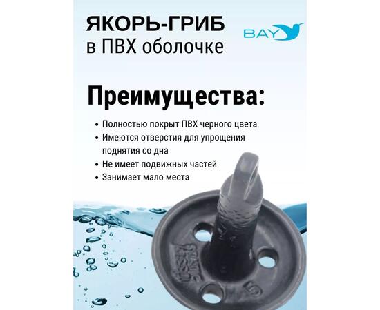 Якорь гриб для лодки ПВХ 3.6 кг (8 фунтов), фото , изображение 3