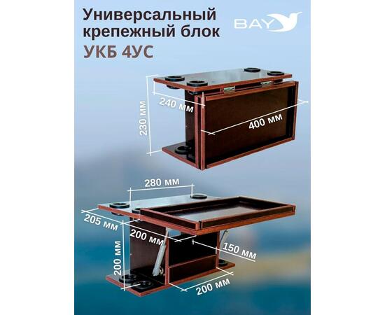 Готовый набор:Столик для лодки ПВХ + Крепление эхолота 7-9".Универсальный крепежный блок с отверстиями под 4 удилища+столик/дверца (УКБ 4УС), фото , изображение 2