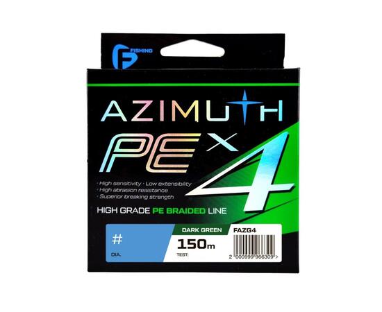 Шнур F-FISHING Azimuth PE X4 150м Dark Green 0,12мм 6,4кг/14lb, Разрывная нагрузка: 6,4 кг, Расцветка: Dark Green, Диаметр лески: 0,12 мм, Размотка: 150 м, фото 