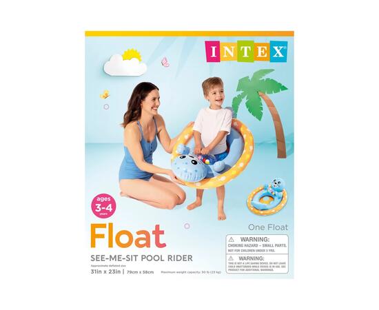 59570 Круг для плавания с сиденьем Intex Зверюшки, от 3 до 4 лет, Котик, фото 