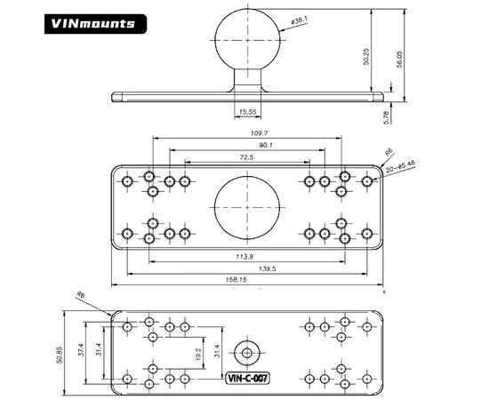 Площадка под голову эхолота VINmounts VIN-C-007 шар 1,5'', фото , изображение 5