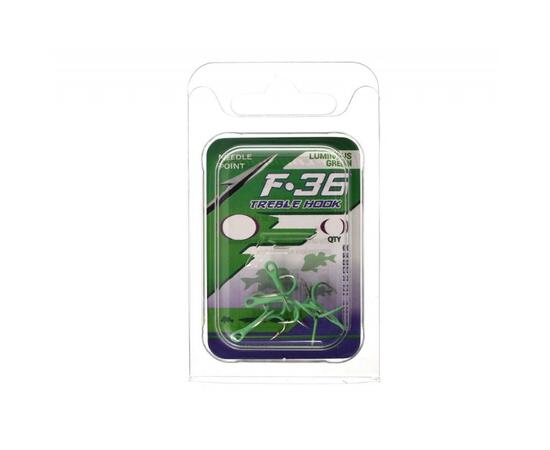 Крючок тройной FLAGMAN Treble hook F36 Luminous Green №4 5шт, шт, фото , изображение 2