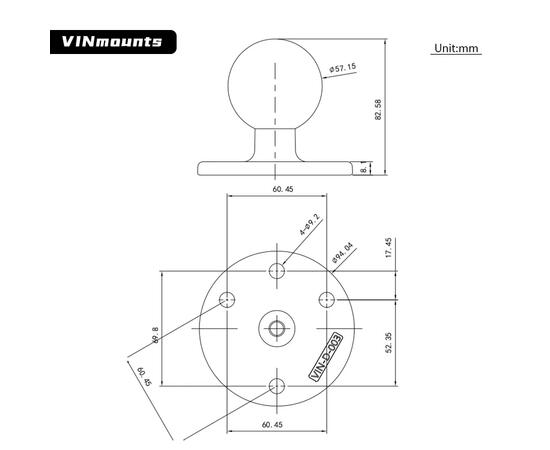 Шар-основание VINmounts VIN-D-003 шар 2,25'', круглое, фото , изображение 4