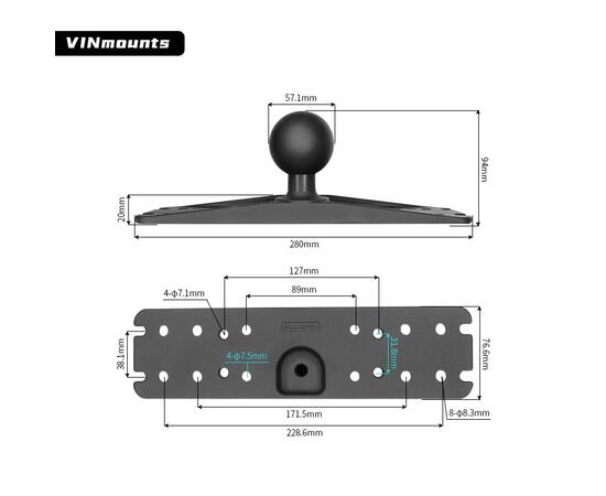 Площадка под голову эхолота VINmounts VIN-CD-TYQ6-2.25 большая шар 2,25'', фото , изображение 2