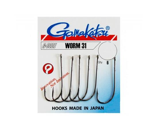 Крючок GAMAKATSU Worm 31 №2/0 6шт, фото , изображение 2