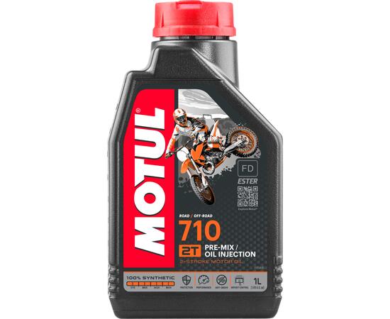 Масло Motul 710 2T моторное, 100% синтетическое для двухтактных двигателей мотоциклов, 1 литр, фото 