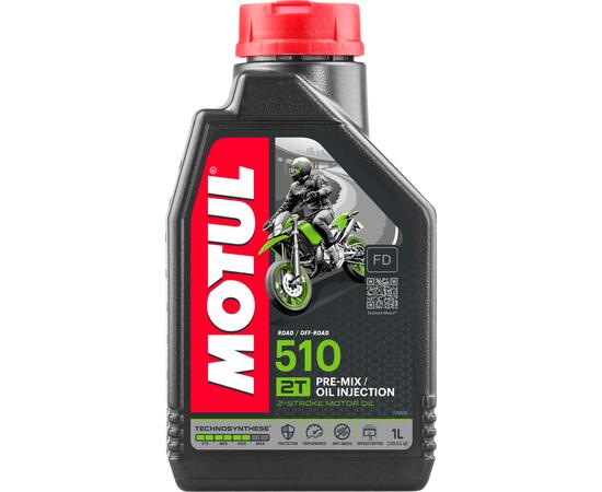 Масло Motul 510 2T моторное, полусинтетическое для двухтактных двигателей мотоциклов, 1 литр, фото 