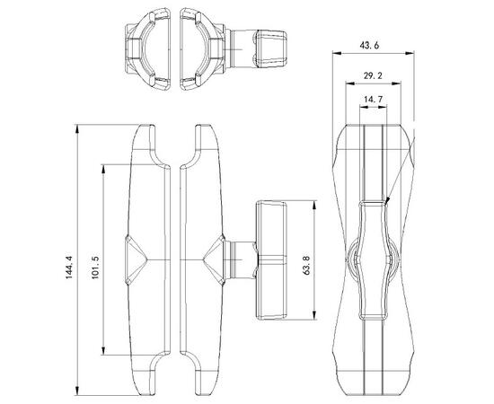 Алюминиевая соединительная муфта VINmounts VIN-C-15A шар 1,5'', длина 15 см, фото , изображение 6