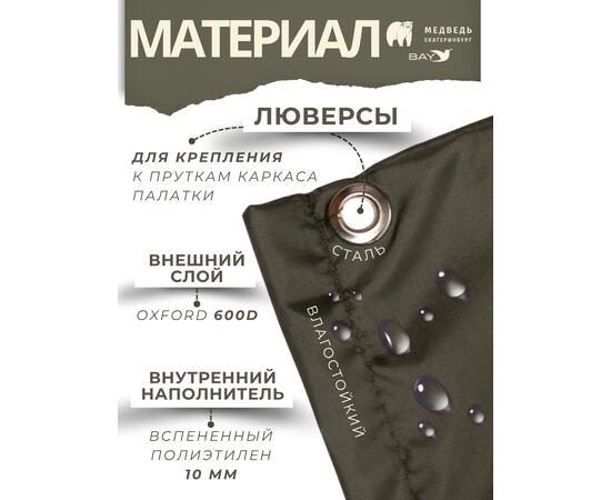 Пол для палатки утепленный Медведь Куб 4 (оксфорд 600), фото , изображение 5