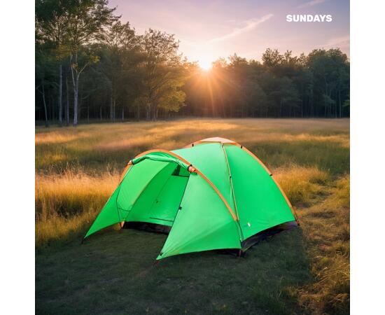 Палатка Sundays Camp 4 ZC-TT042-4 (зеленый/оранжевый), фото , изображение 5