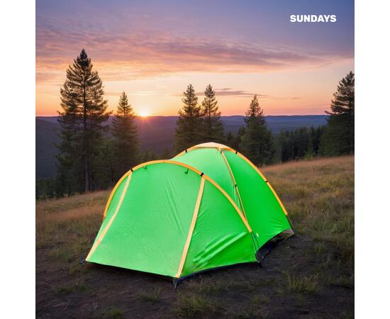 Палатка Sundays Camp 4 ZC-TT042-4 (зеленый/оранжевый), фото , изображение 7