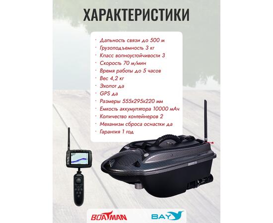 Прикормочный кораблик Boatman Actor Plus Sonar Carbon, фото , изображение 10