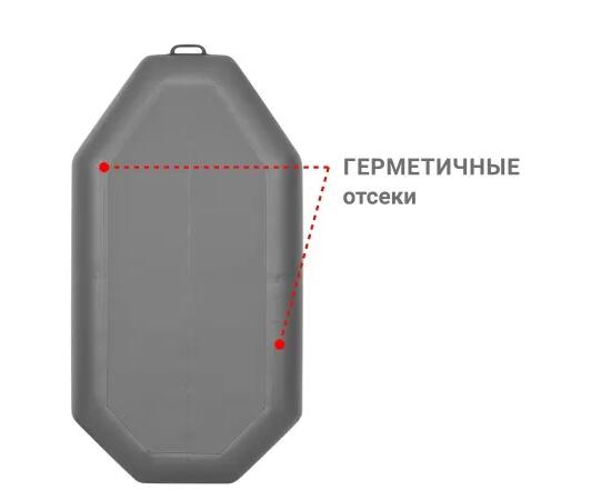 Надувная лодка Фрегат М-1 Оптима Лайт (200 см) с гребками Серый, фото , изображение 3