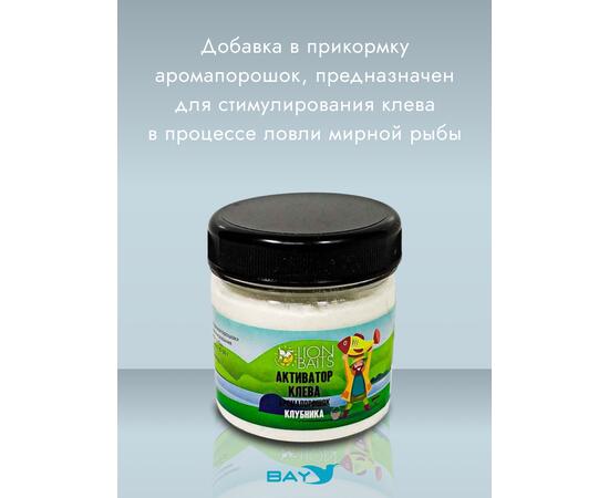 Lion Baits Активатор клева Аромапорошок "Клубника" 100гр, Вкус: клубника, Расцветка: белый, фото , изображение 2