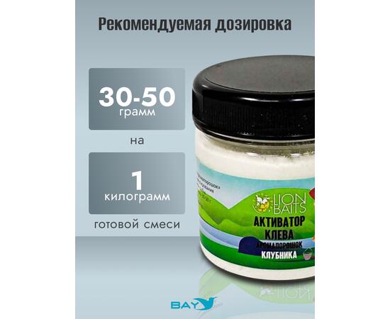 Lion Baits Активатор клева Аромапорошок "Клубника" 100гр, Вкус: клубника, Расцветка: белый, фото , изображение 3