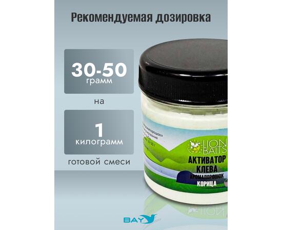 Lion Baits Активатор клева Аромапорошок "Корица" 100гр, Вкус: корица, Расцветка: белый, фото , изображение 3
