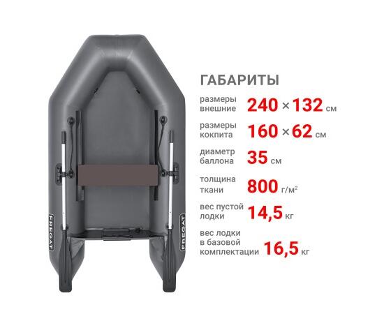Надувная лодка Фрегат 240 Е Серый, фото , изображение 2