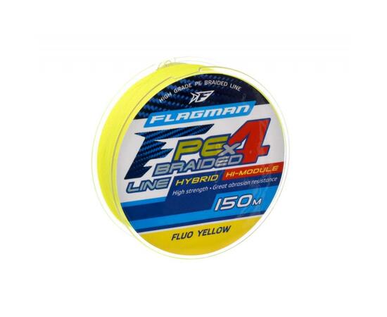 Шнур FLAGMAN PE Hybrid F4 150м Fluo Yellow 0,32мм 18,2кг 40lb, Цвет: Fluo/Yellow, Диаметр лески: 0.32 мм, Размотка: 150 м, фото 