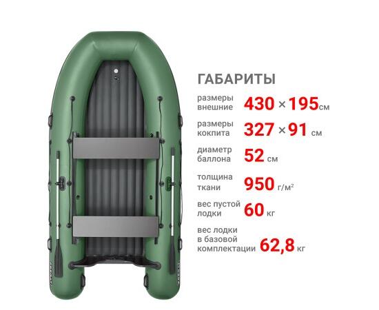 Надувная лодка Фрегат 430 Air (НДНД) Зеленый, фото , изображение 2 Надувная лодка Фрегат 430 Air (НДНД) Зеленый, фото , изображение 2