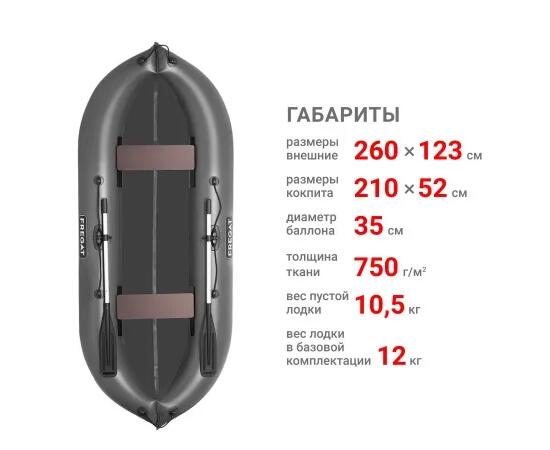 Надувная лодка Фрегат М-2 У (260 см) Серый, фото , изображение 2 Надувная лодка Фрегат М-2 У (260 см) Серый, фото , изображение 2