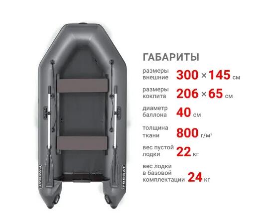Надувная лодка Фрегат 300 Е Серый, фото , изображение 2