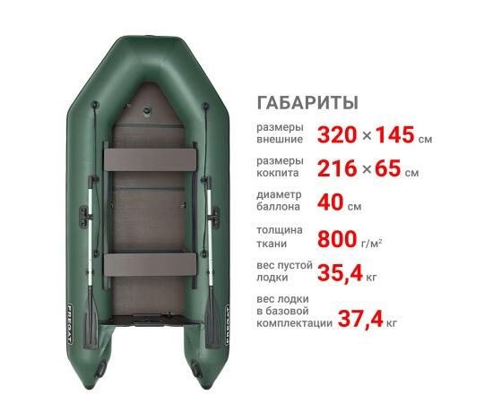 Надувная лодка Фрегат 320 ЕК с килем Зеленый, фото , изображение 2 Надувная лодка Фрегат 320 ЕК с килем Зеленый, фото , изображение 2