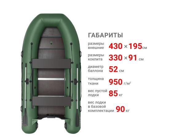 Надувная лодка Фрегат 430 С Зеленый, фото , изображение 2