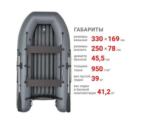 Надувная лодка Фрегат 330 Air (НДНД) Серый, фото , изображение 2
